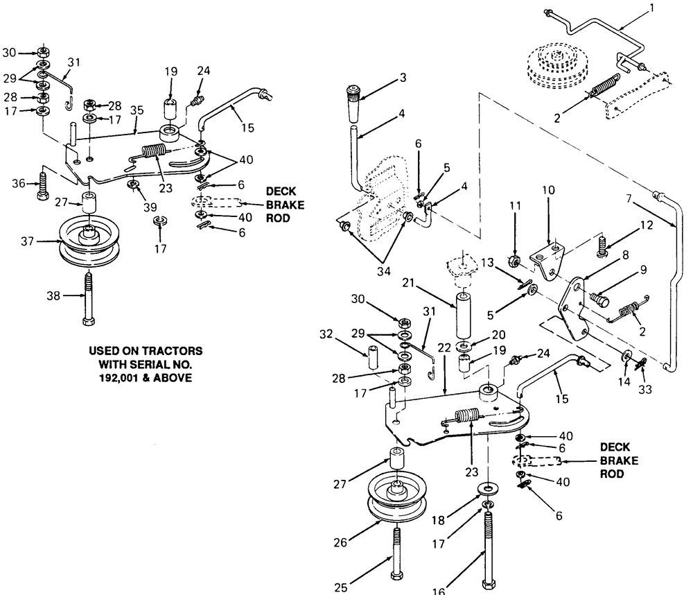 Pto Drive Diagram and Parts List for 1015 126001-207400-130200100-131200D100-138200100-139200100 Cub Cadet Lawn Tractor